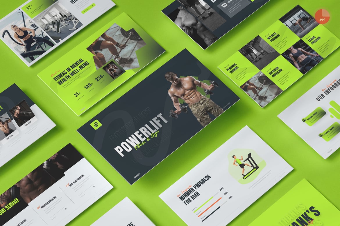 Template PowerPoint Fitness & Gym yang Menarik dan Profesional