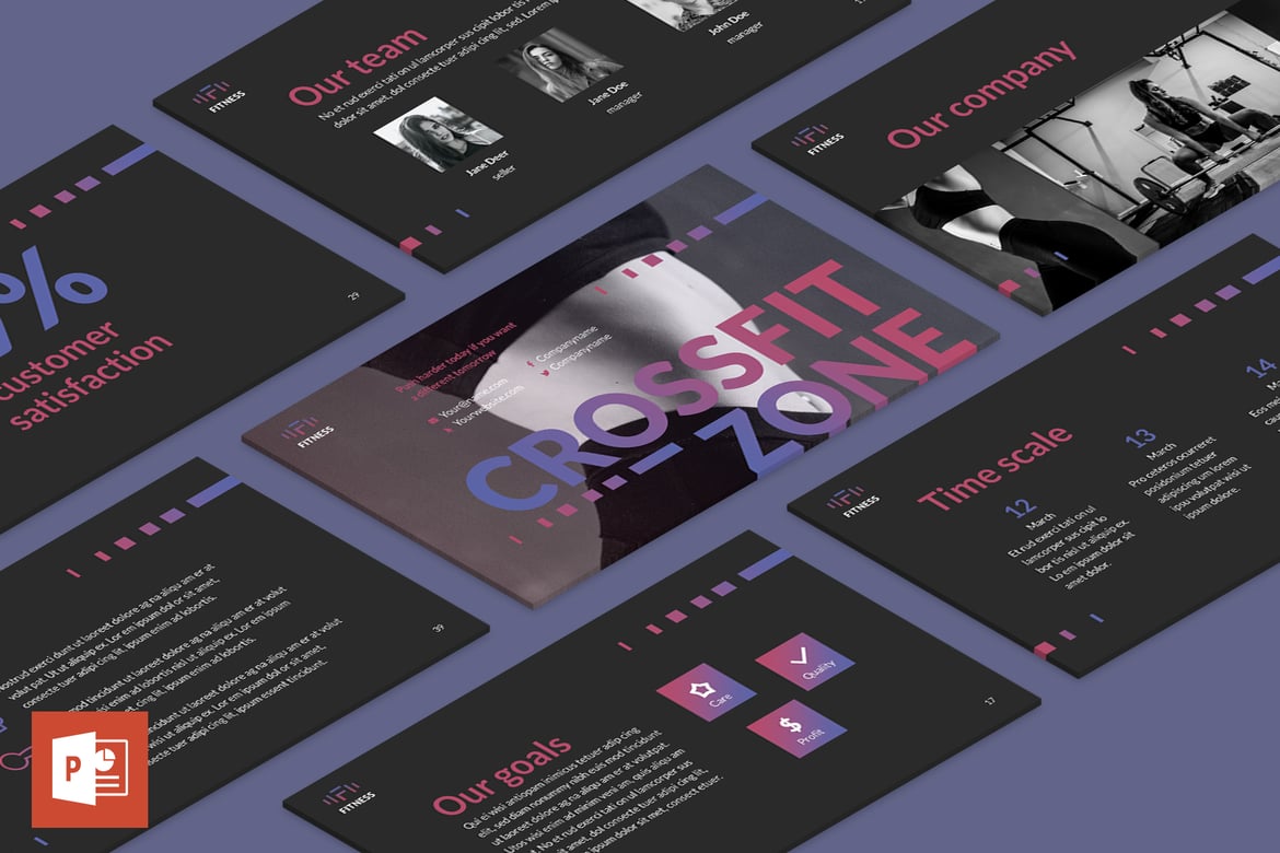 Template Presentasi PowerPoint untuk Studio Kebugaran yang Menarik