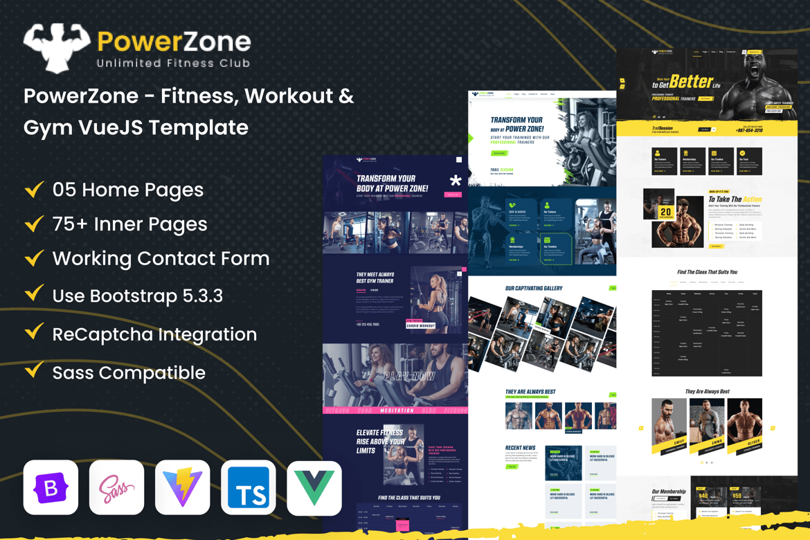 Template Website Fitness & Gym Modern dengan VueJS