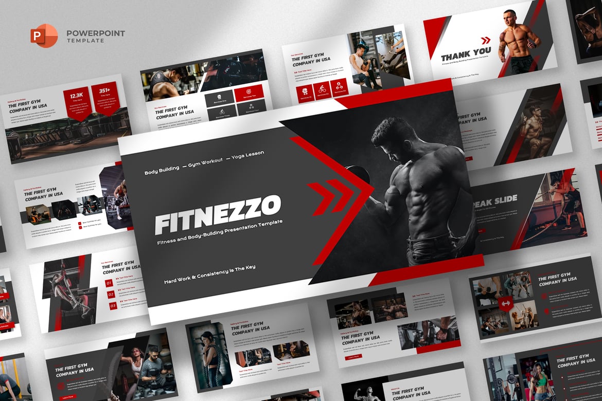Template PowerPoint Fitnezzo - Solusi Presentasi untuk Olahraga & Kebugaran
