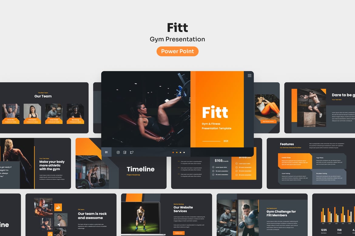 Fitt - Template Presentasi PowerPoint untuk Gym yang Menarik