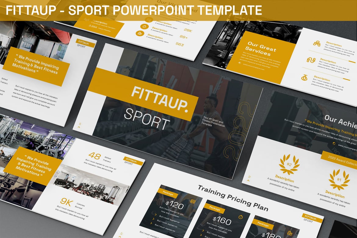 Fittaup - Template Powerpoint Olahraga yang Modern dan Menarik