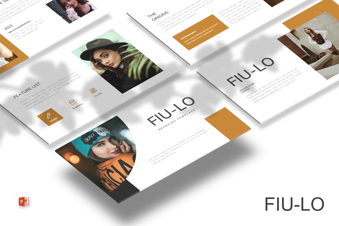 Template Presentasi Fiu-Lo - Lookbook Modern untuk PowerPoint