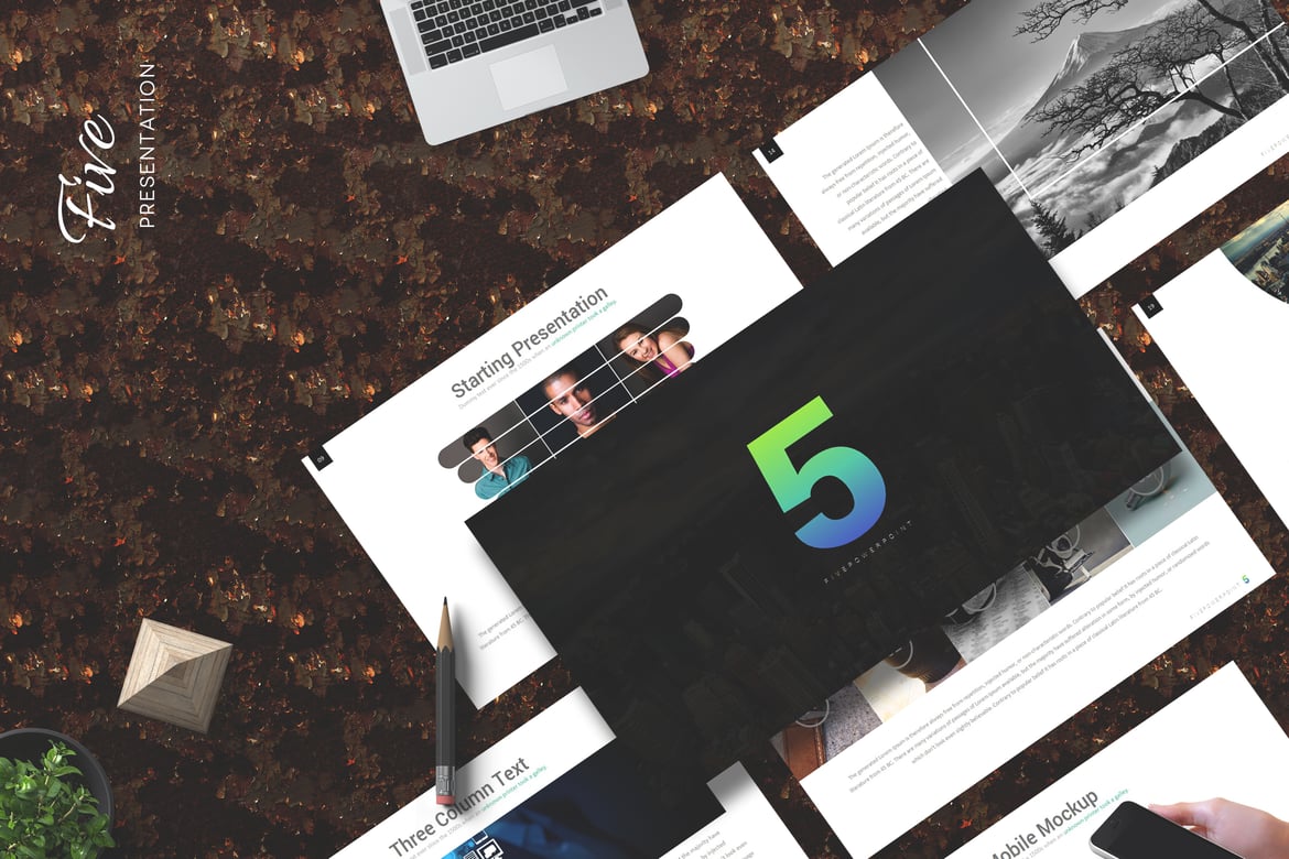 Template Powerpoint Kreatif - Five untuk Presentasi yang Menarik