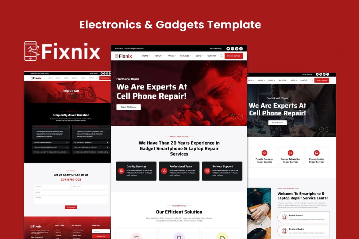 Fixnix - Template Website Perbaikan Elektronik Modern