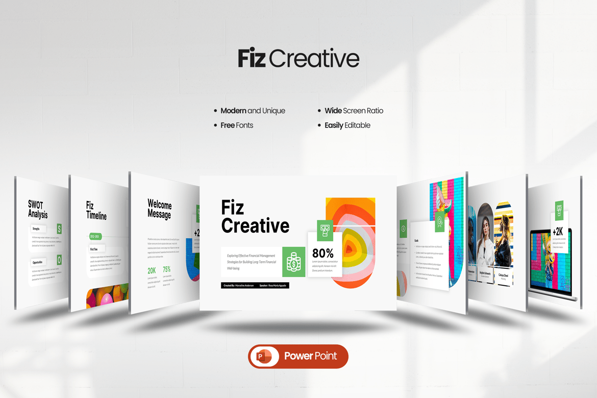 Template PowerPoint Kreatif Fiz yang Modern dan Profesional