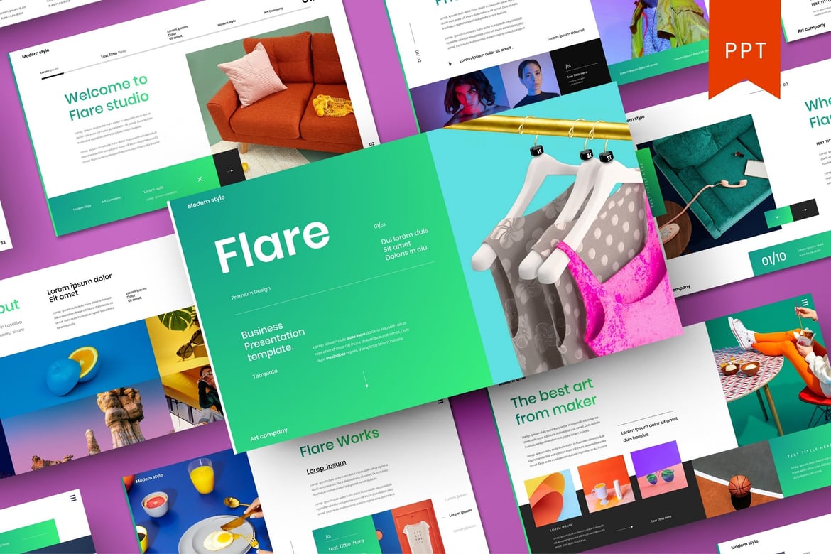 Flare – Template Presentasi PowerPoint Bisnis yang Menarik