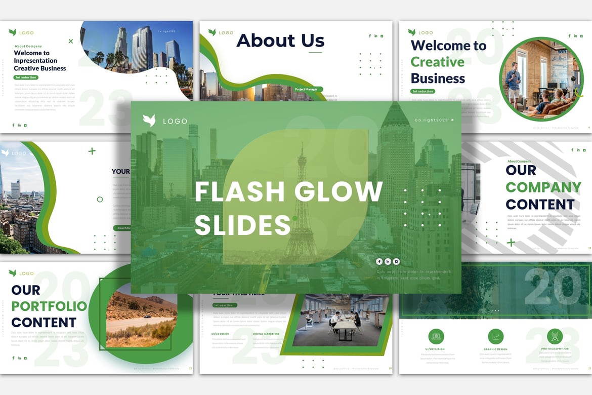 Template Presentasi Powerpoint Flash Glow yang Menarik