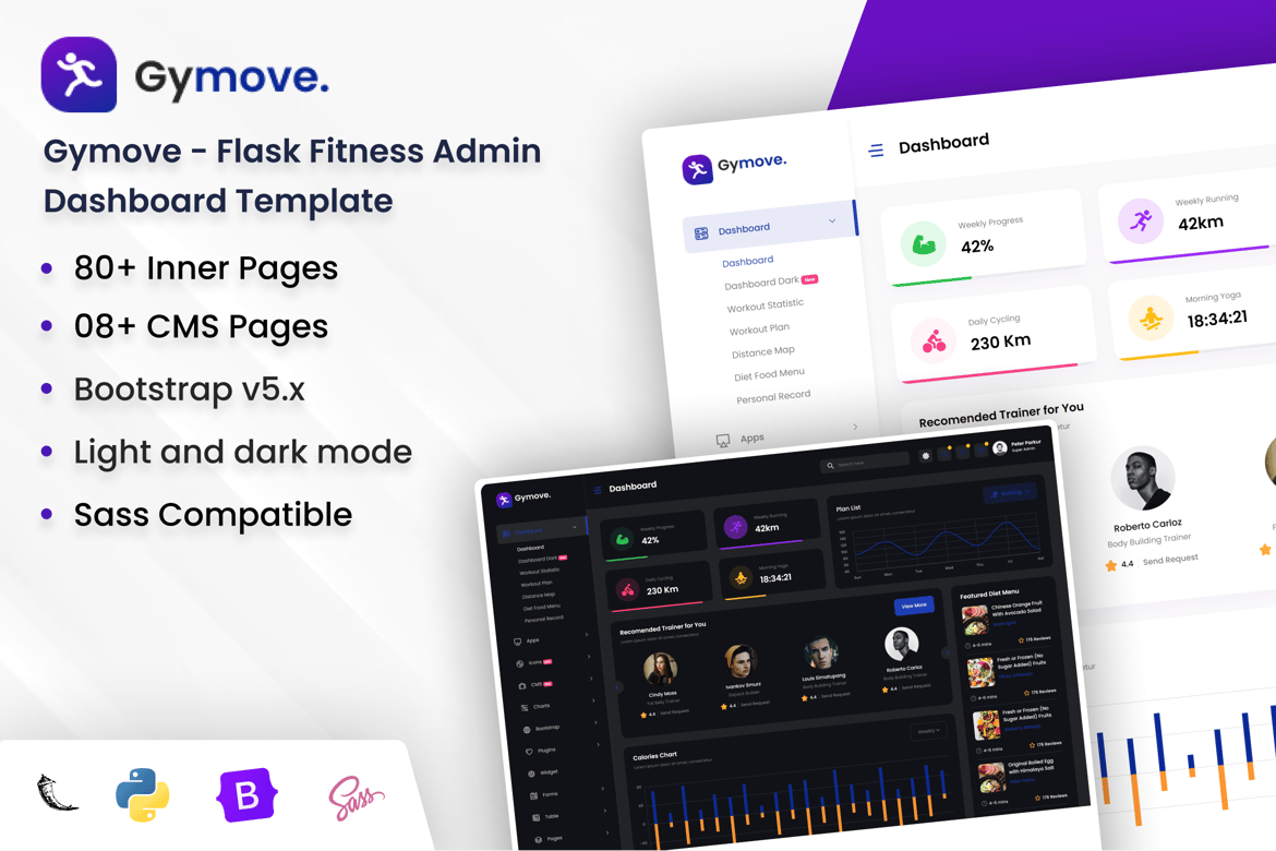 Template Dashboard Admin Fitness Flask yang Modern dan Responsif