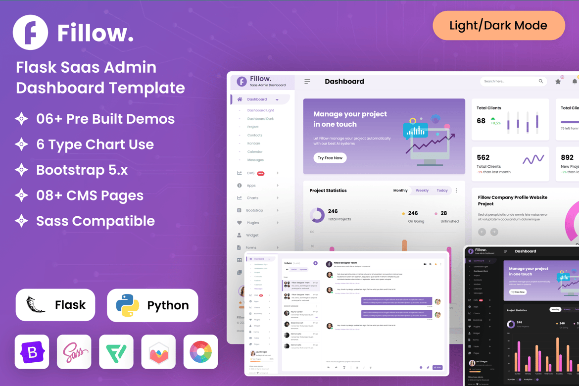 Template Dashboard Admin SaaS Flask Modern dan Responsif