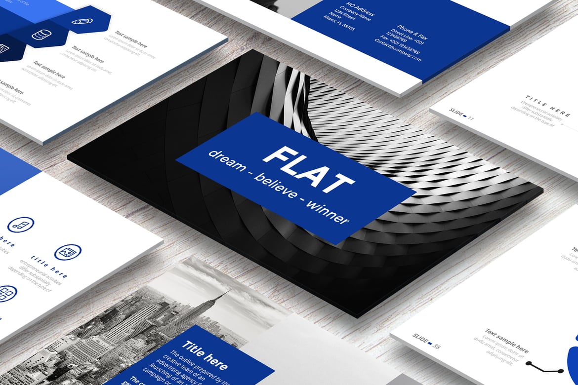 Template PowerPoint Flat Kreatif untuk Presentasi Menarik