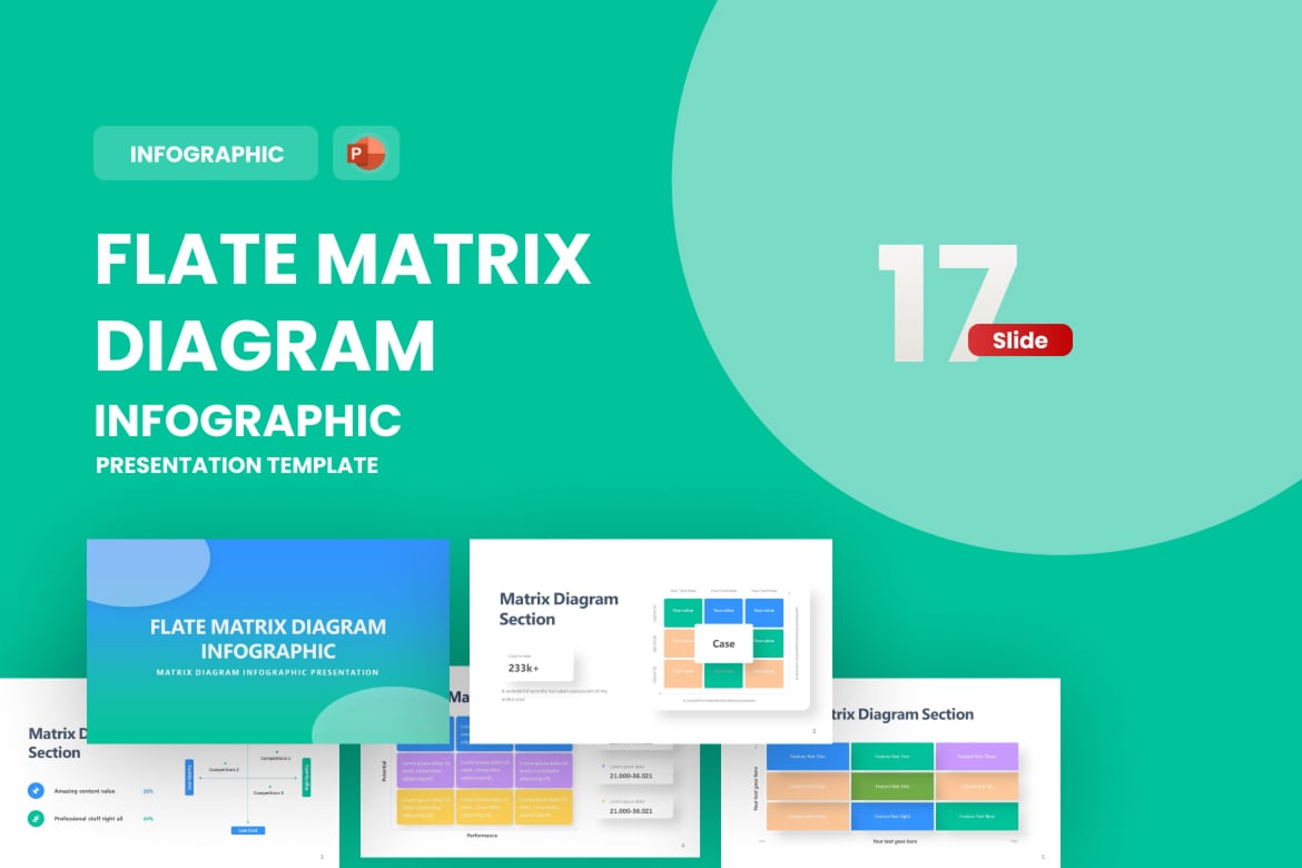 Template Presentasi PowerPoint Infografis Diagram Datar