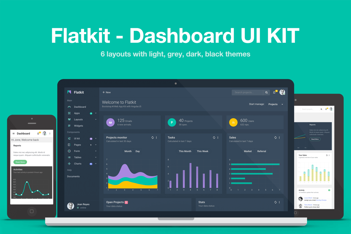 Flatkit - Template Website Dashboard yang Menawan