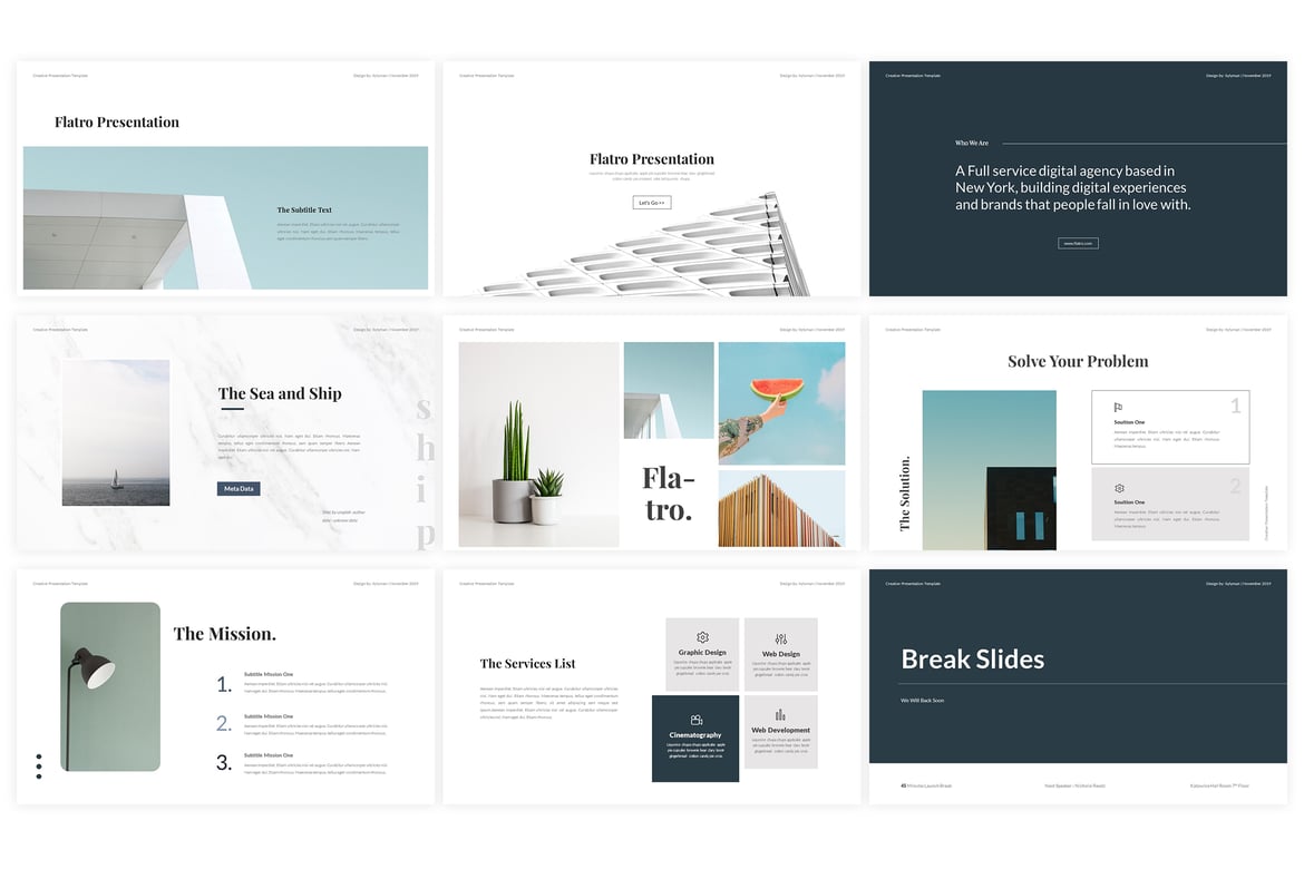 Template Powerpoint Flatro - Desain Minimalis yang Kreatif