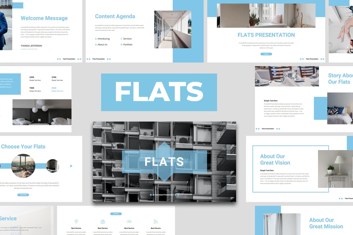 Template Presentasi PowerPoint Apartemen Bisnis Flats yang Menarik