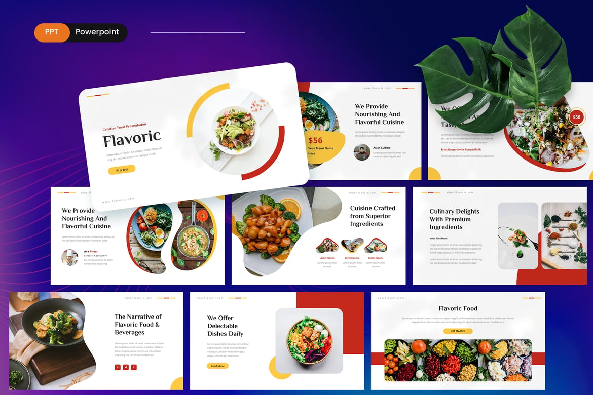 Flavoric - Template PowerPoint Makanan Kreatif yang Menarik