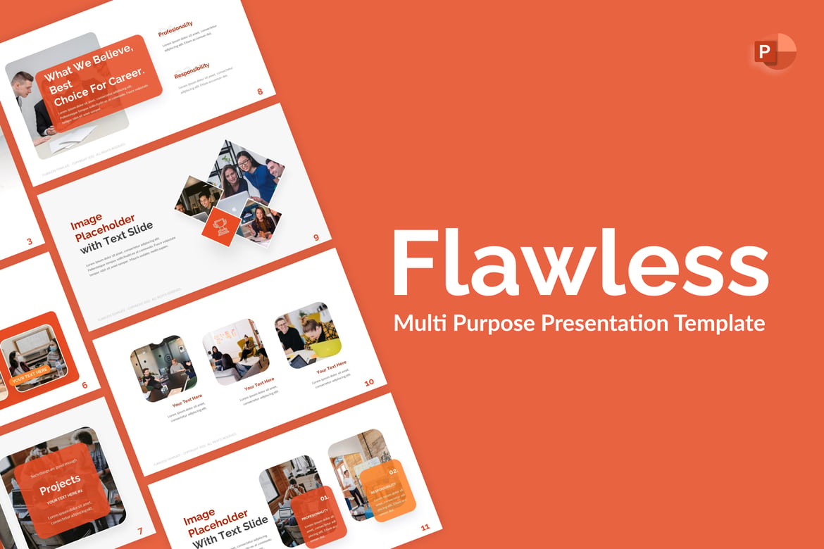 Template Presentasi PowerPoint Minimalis Oranye yang Sempurna