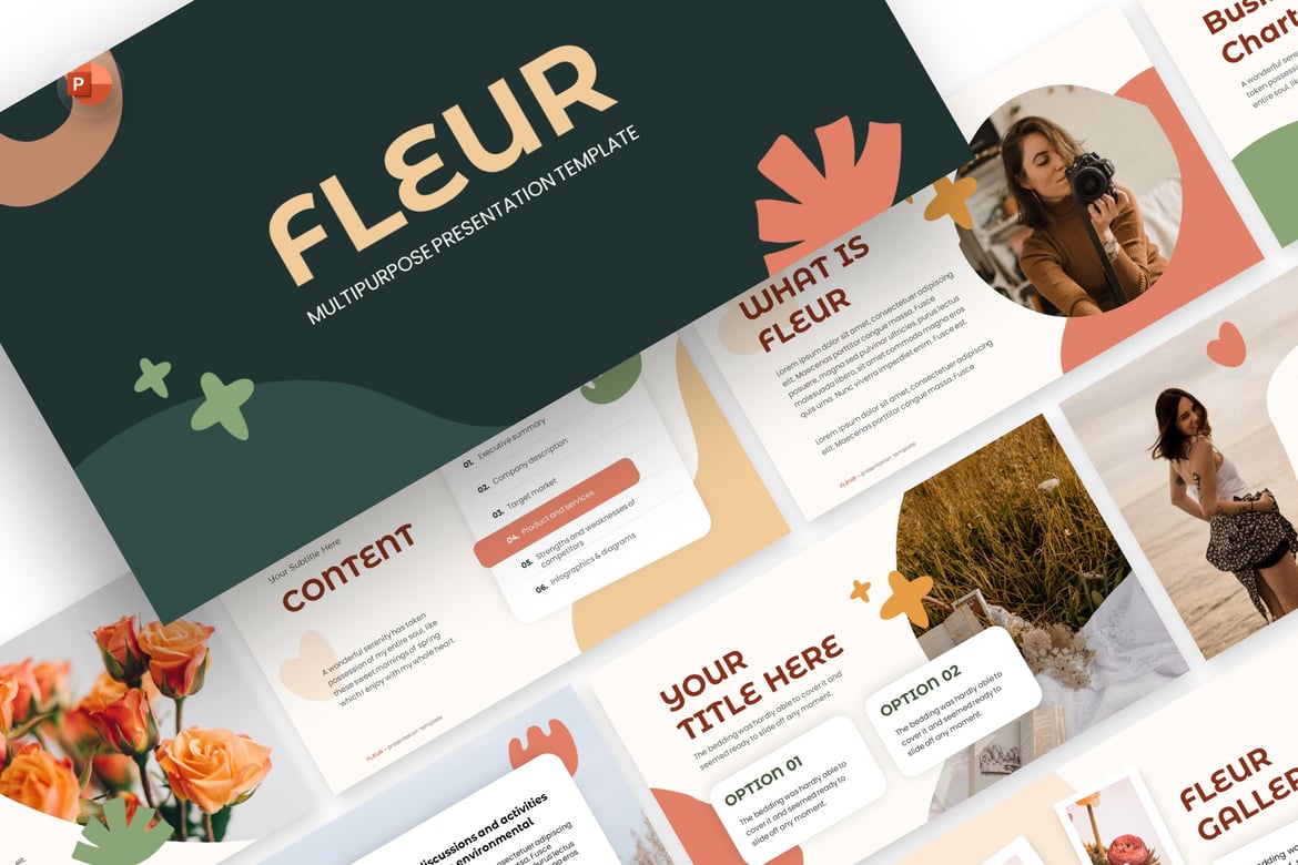 Template PowerPoint Serbaguna Fleur yang Menarik