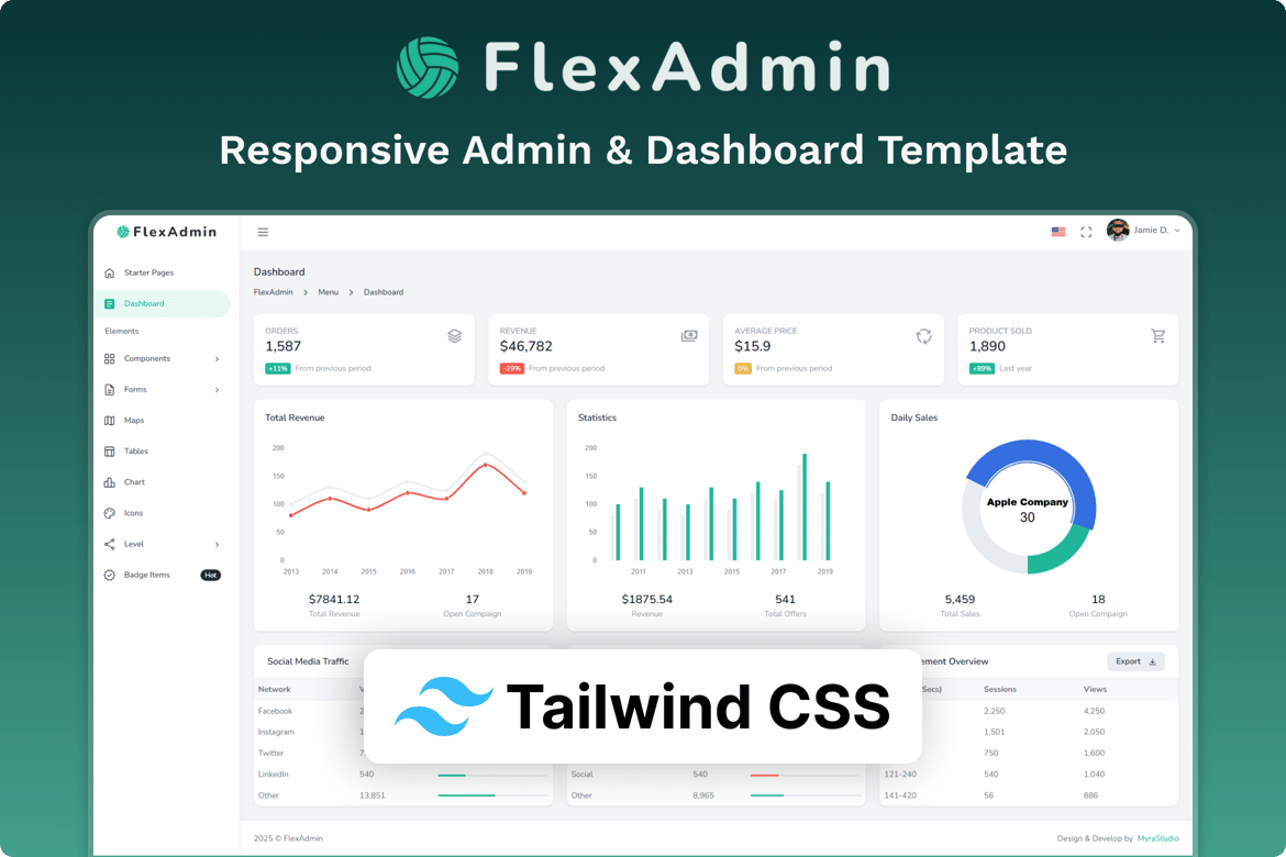 FlexAdmin - Template Website Dashboard Admin Tailwind CSS
