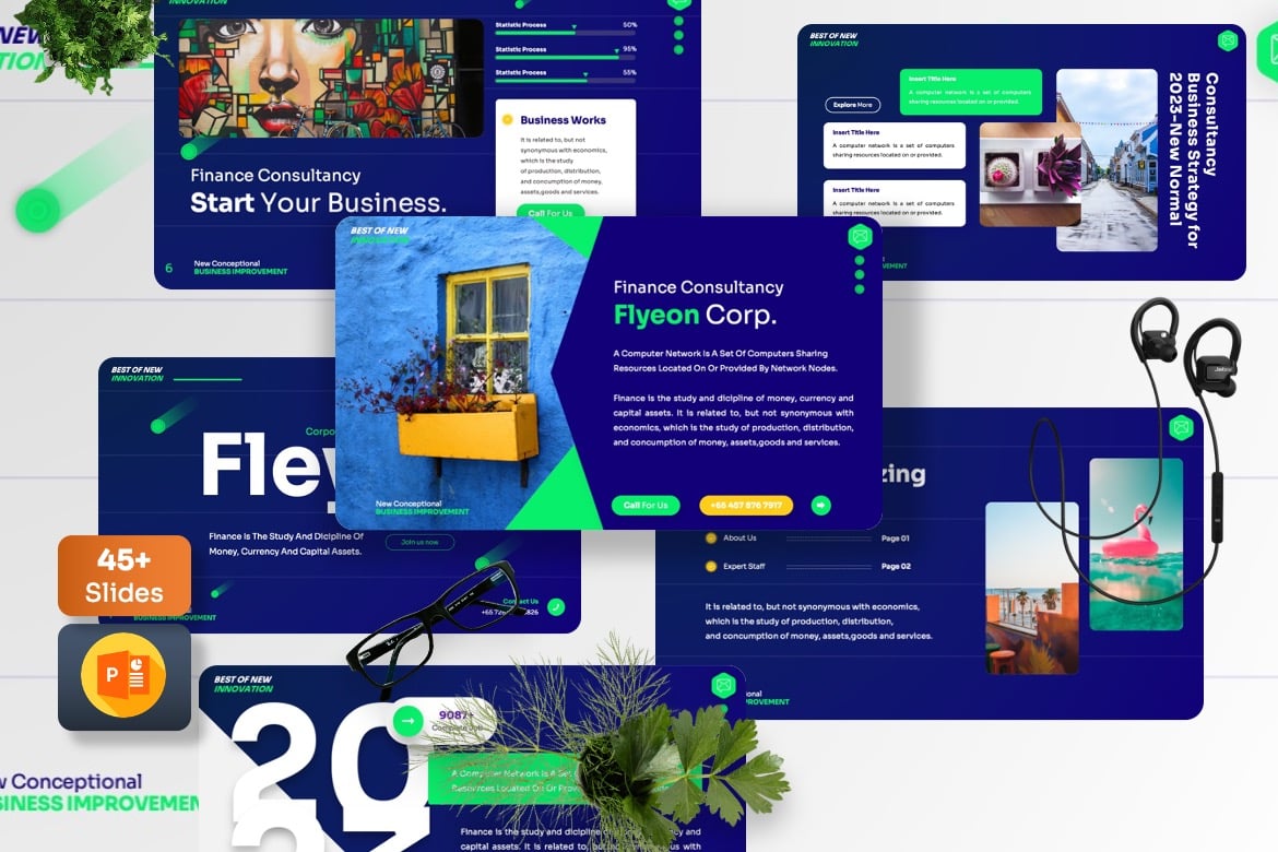 Fleyon - Template Presentasi PowerPoint Korporat yang Menarik