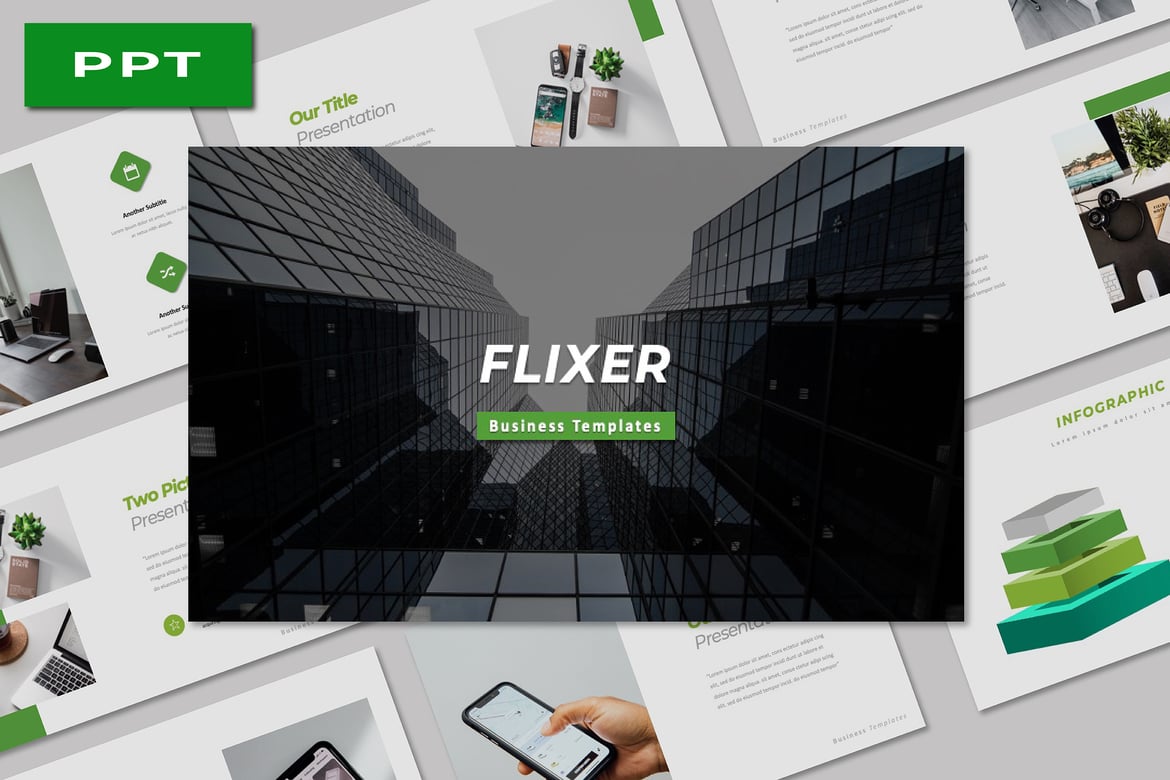 Template PowerPoint Bisnis Flixer yang Modern dan Elegan