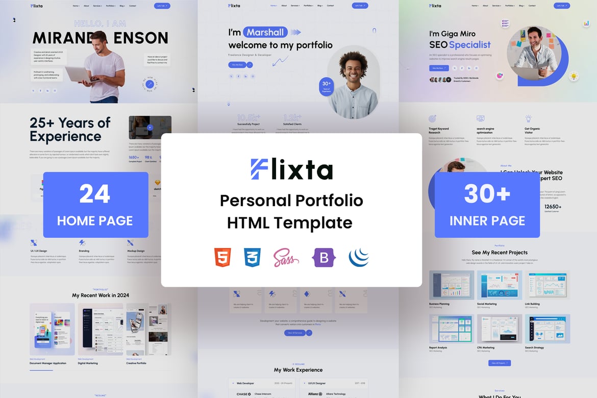 Flixta - Template Web Portofolio Pribadi Modern dan Responsif