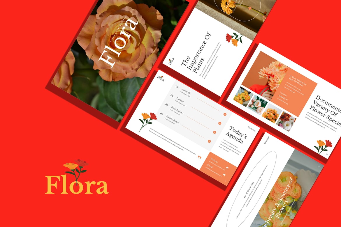 Flora - Template PowerPoint Presentasi Bunga yang Menawan