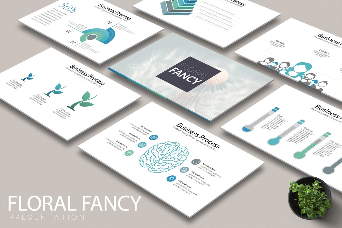 Template Powerpoint Floral Fancy yang Menawan