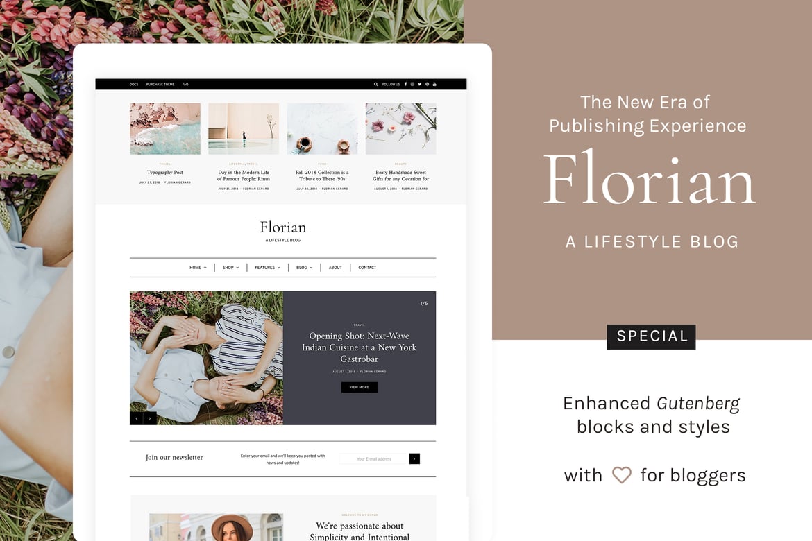 Florian - Tema Blog Pribadi WordPress Responsif dan Modern