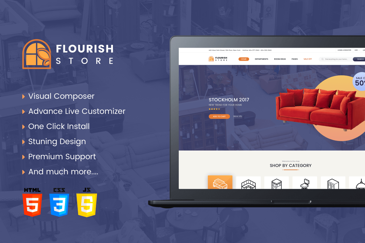 Template Website eCommerce Flourish - Elegan dan Trendy untuk Furnitur Anda