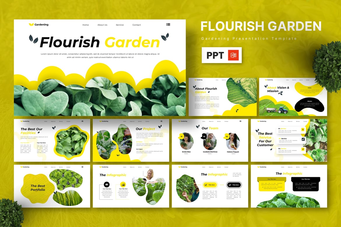 Template Presentasi PowerPoint Kebun yang Memukau - Flourish Garden