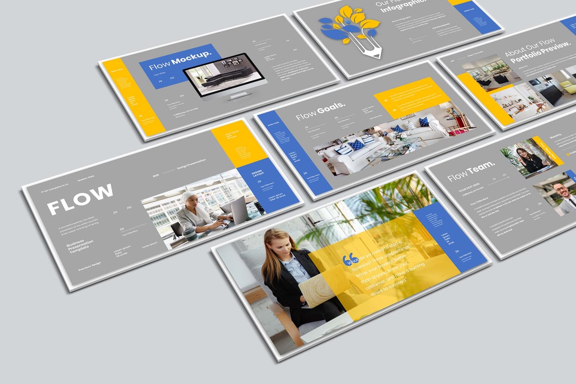Template Presentasi Bisnis Flow - PowerPoint yang Menarik