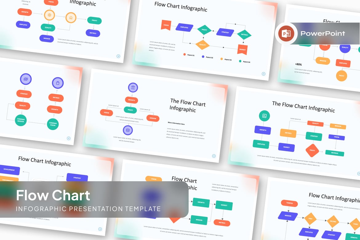Template Presentasi PowerPoint Infografis Diagram Alir yang Menarik