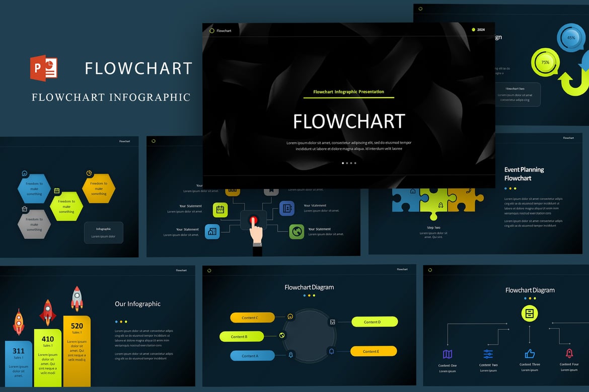 Template Presentasi Flowchart - Infografis Powerpoint yang Menarik