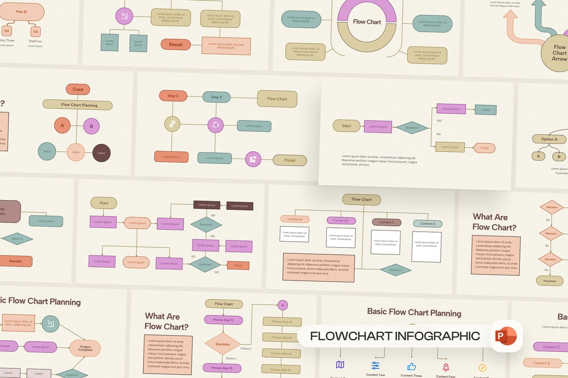 Template PowerPoint Flowchart Modern untuk Presentasi Menarik