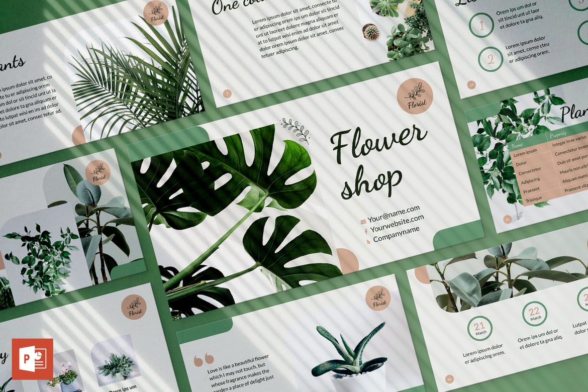 Template Presentasi PowerPoint Toko Bunga yang Menarik