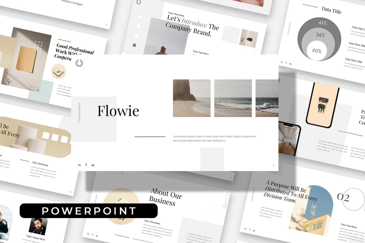 Flowie - Template Presentasi Bisnis Putih yang Profesional