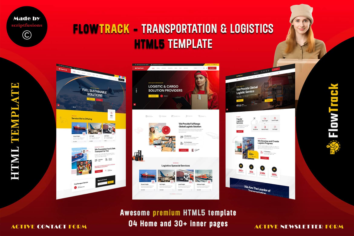 Template Website Flowtrack - Solusi Logistik dan Transportasi Modern