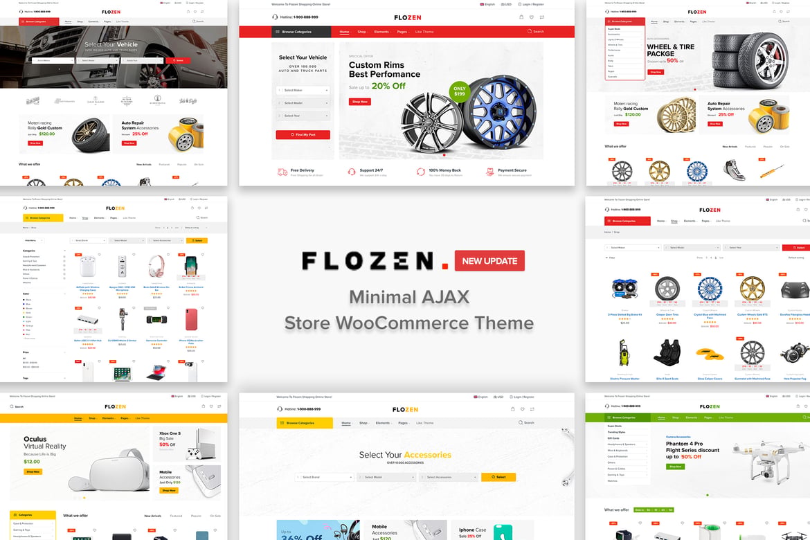 Flozen - Tema WordPress Aksesori Mobil dengan AJAX yang Kreatif dan Fleksibel
