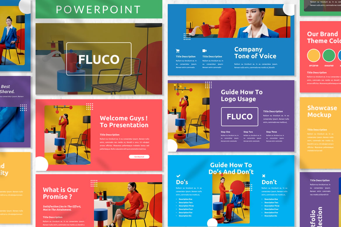Fluco - Template Powerpoint Berwarna Cerah untuk Presentasi Menarik