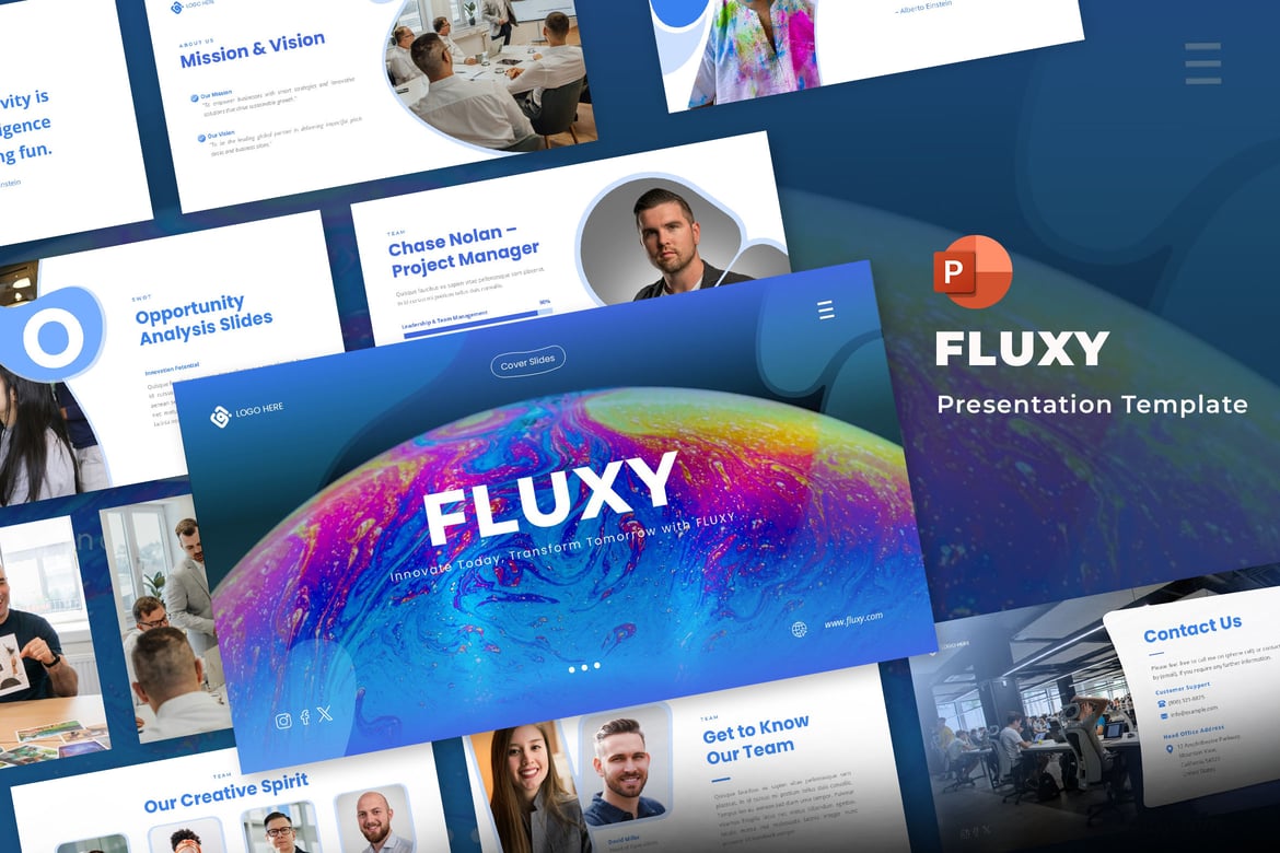 Template Presentasi PowerPoint Korporat Fluxy yang Menarik dan Profesional