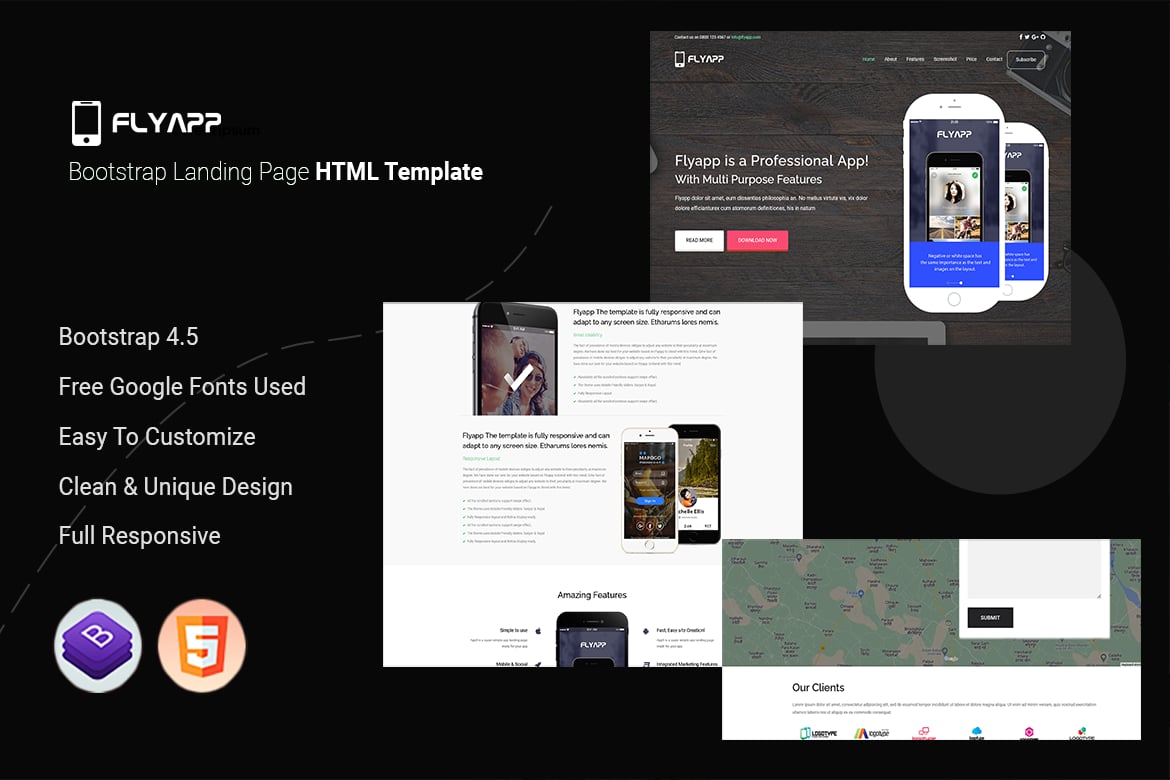 Flyapp - Template Website Landing Page Bootstrap yang Responsif