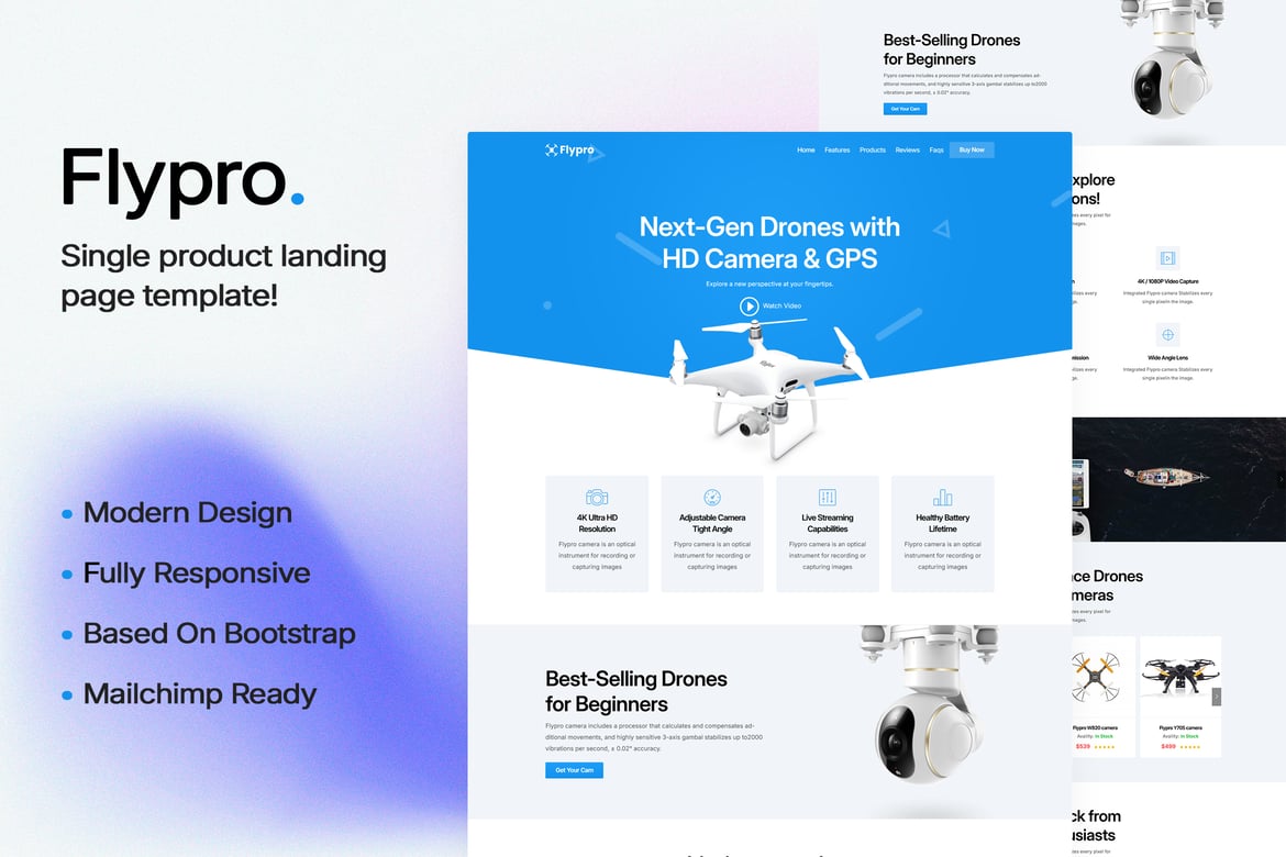 Flypro - Template Website Landing Page Responsif untuk Produk Anda