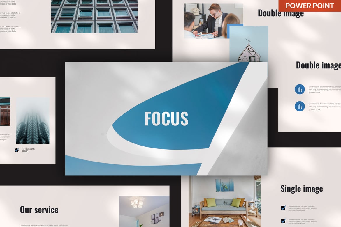 Template Presentasi PowerPoint Fokus untuk Berbagai Keperluan