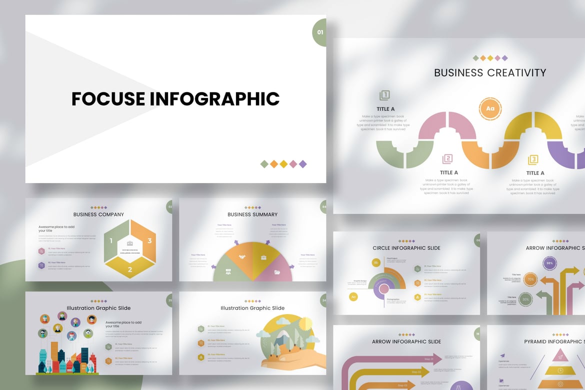 Focuse - Template Presentasi Infografis PowerPoint yang Menarik