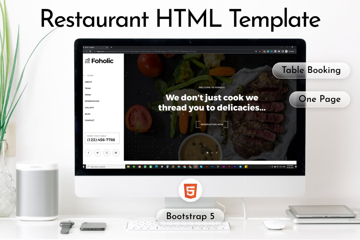 Template Website Restoran Foholic - Desain Modern Satu Halaman
