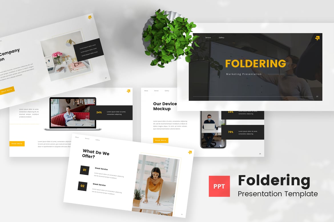 Template Presentasi PowerPoint Foldering untuk Pemasaran yang Menarik