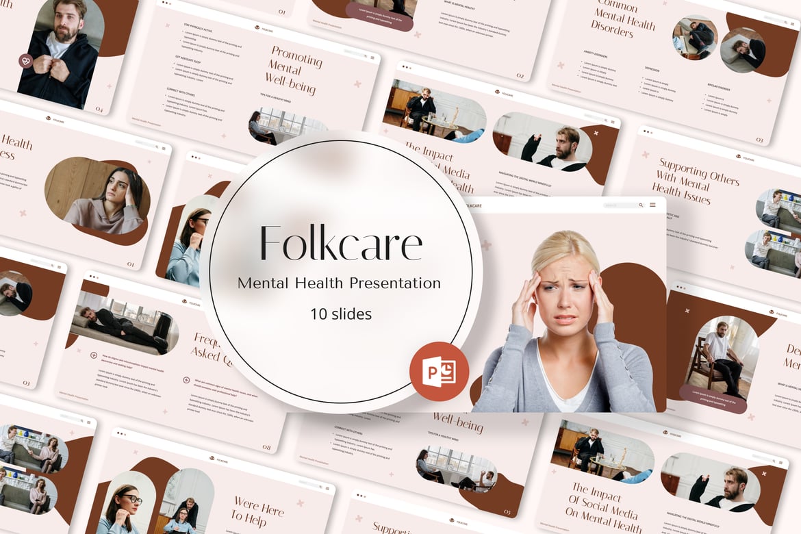Folkcare - Template Powerpoint Kesehatan Mental yang Menarik
