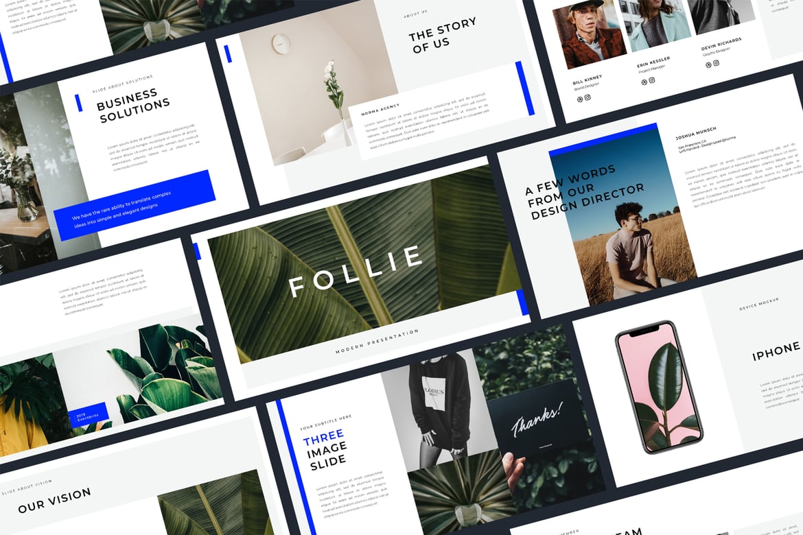 Template PowerPoint Follie yang Modern dan Profesional