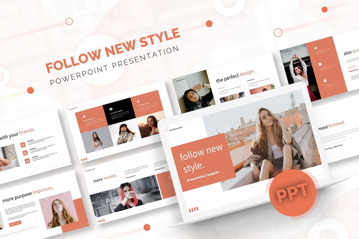 Template Presentasi Powerpoint Follow New Style yang Menarik